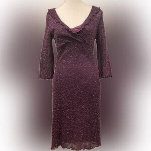 Windsor Purple V Neck Sweater Dress Size Medium Long Sleeve
